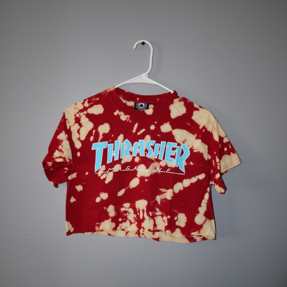 Thrasher Acid Wash Cropped Tee Small